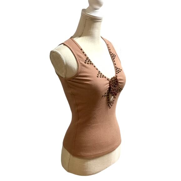 VS Decorated Studded Ribbed Cotton Tank Top - Picture 1 of 8